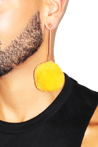 Pom Pom Single Earring- Orange