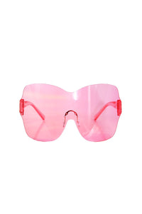 Clear Ovesized Shield Sunglasses-Pink