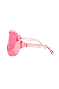 Clear Ovesized Shield Sunglasses-Pink