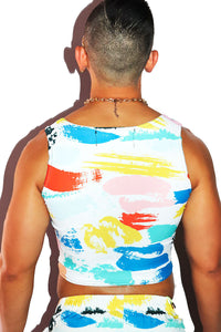 Strokes Fitted All Over Crop Tank- White