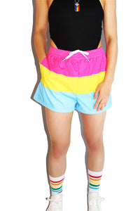 Pansexual Flag All Over Active Shorts- Fuchsia
