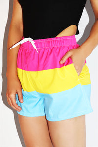 Pansexual Flag All Over Active Shorts- Fuchsia