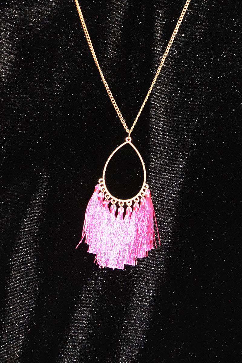El Paso Fringe Necklace- Pink
