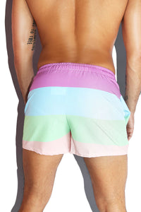 Sorbet Stripe All Over Active Shorts- Purple