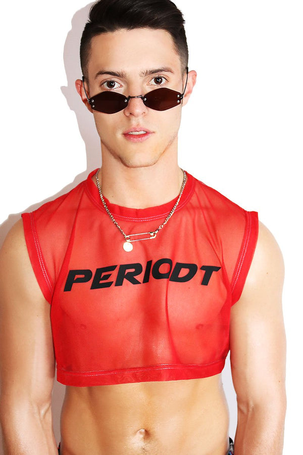 Periodt Mesh Extreme Crop Tank in Red