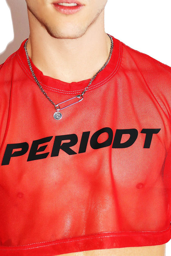 Periodt Mesh Extreme Crop Tank in Red, view 2