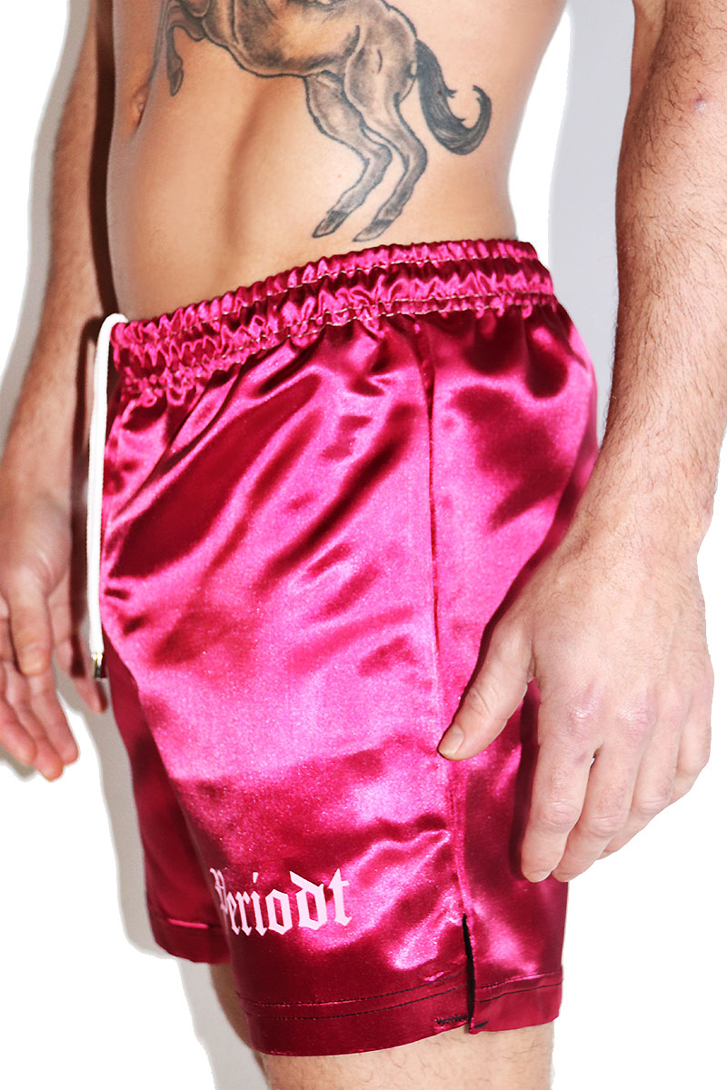 Periodt Satin Athletic Shorts-Pink