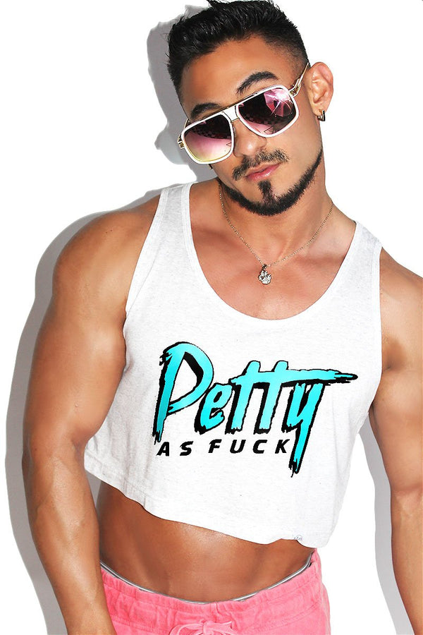 Petty AF Crop Racerback Tank in White Fleck, view 2