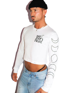 Not Just A Phase Long Sleeve Crop Tee- White