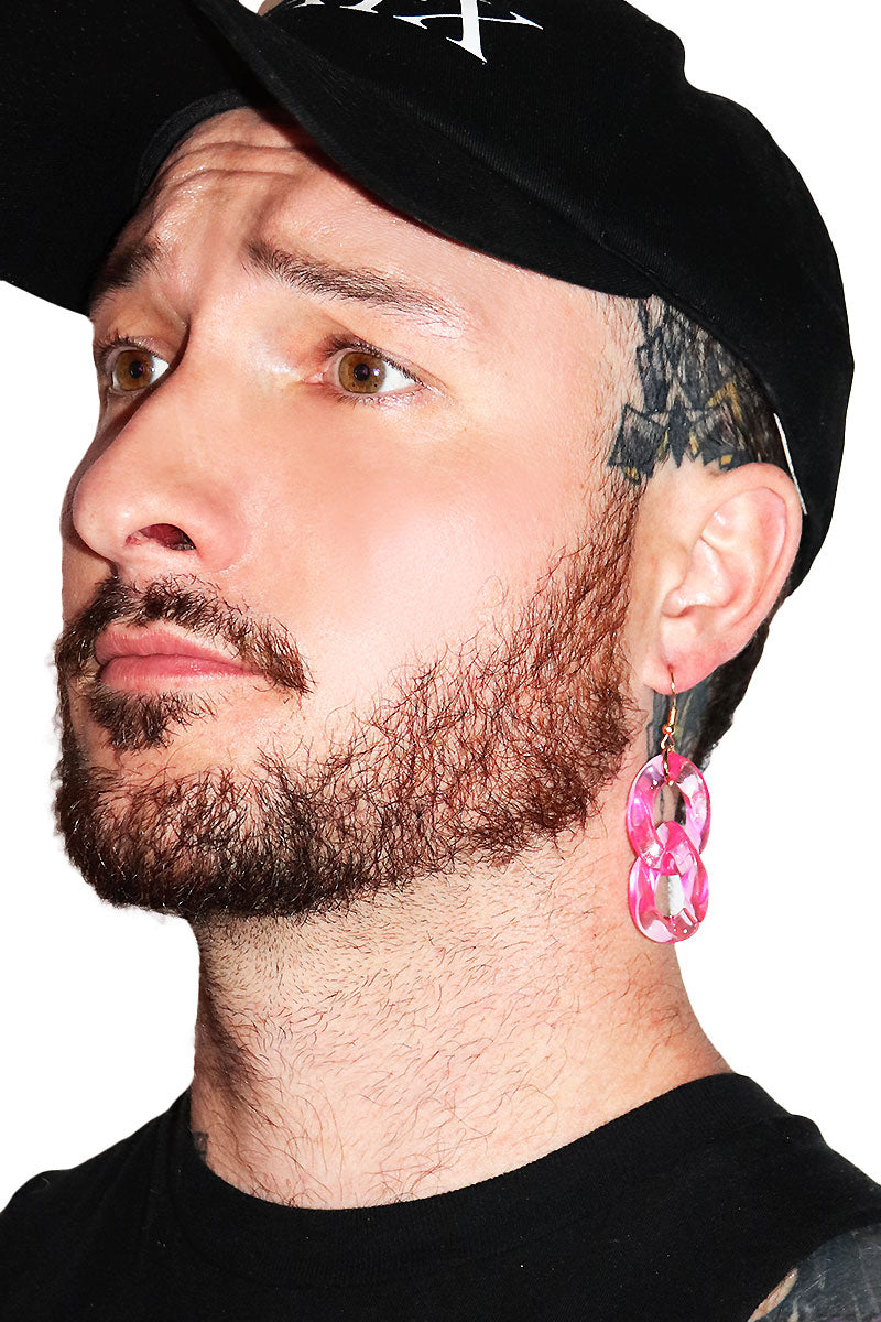 Acrylic Chain Single Earring - Pink