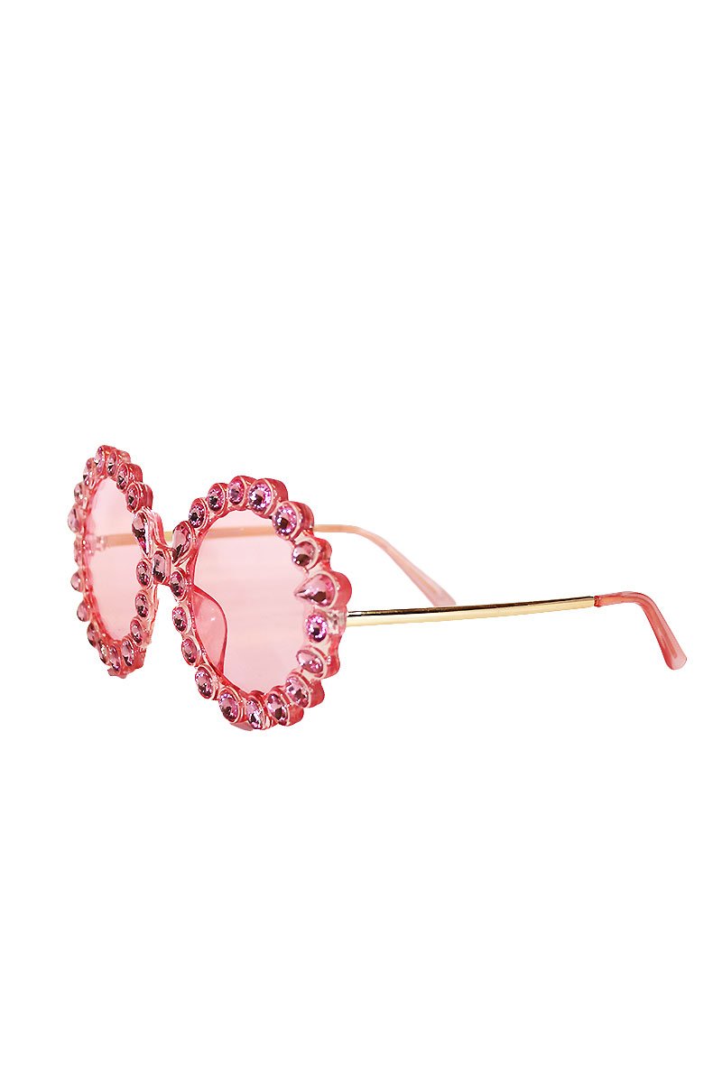 Champagne Round Jewel Sunglasses-Pink
