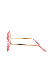 Champagne Round Jewel Sunglasses-Pink