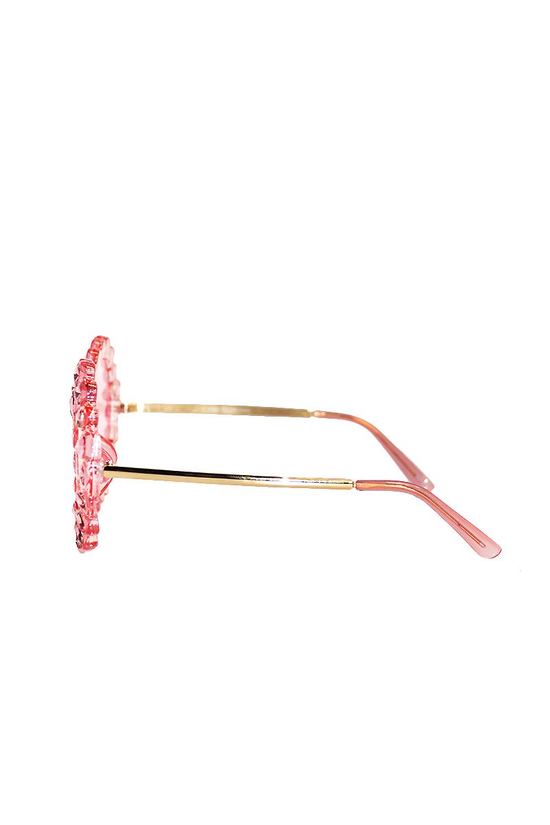 Champagne Round Jewel Sunglasses-Pink