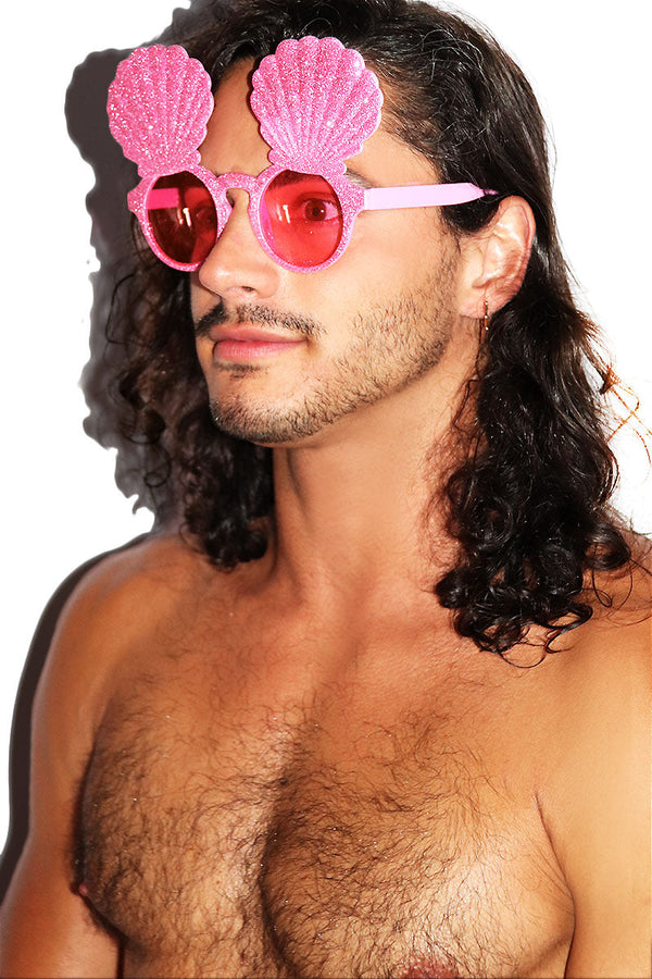 Shello Mermaid Glitter Sunglasses in Pink, view 2