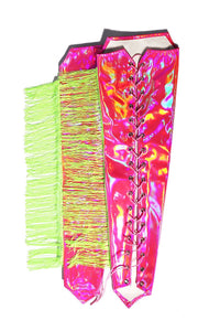 Fringe Cowboy Boot Leg Guards- Pink