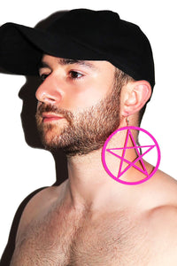 Pentagram Mega Single Earring- Pink