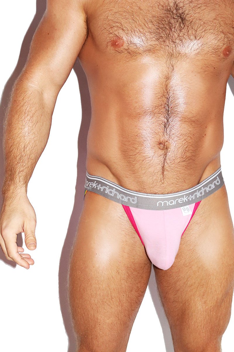 Candy Rainbow Stripe Jockstrap-Pink