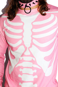 Skeleton All Over Print Sweatshirt- Pink