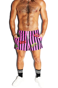Mall Goth All Over Active Shorts- Pink