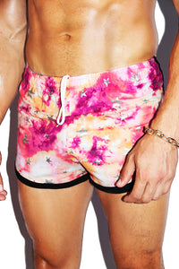 Pop Star Tye Dye Running Shorts- Pink