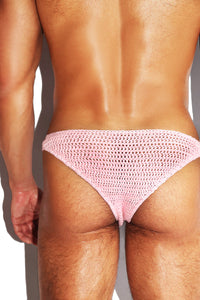 Foxy Crochet Bikini Brief- Pink
