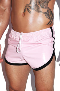 Pleather Running Shorts- Pink