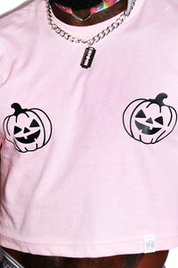 Lil' Pumpkin  Crop Tee- Pink