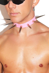 Lethal Spikes Collar Choker-Pink