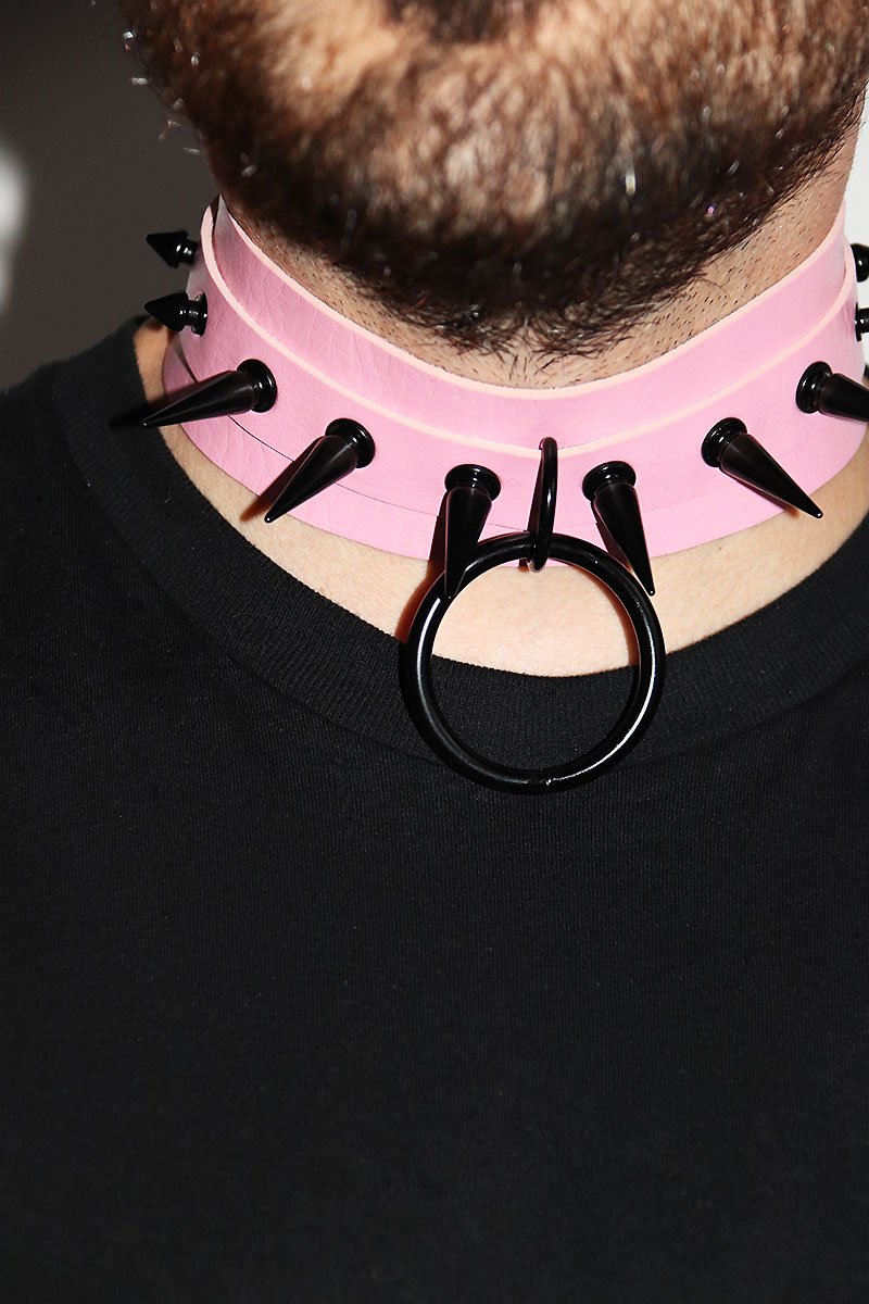 Cyberpunk Dog Collar Choker- Pink