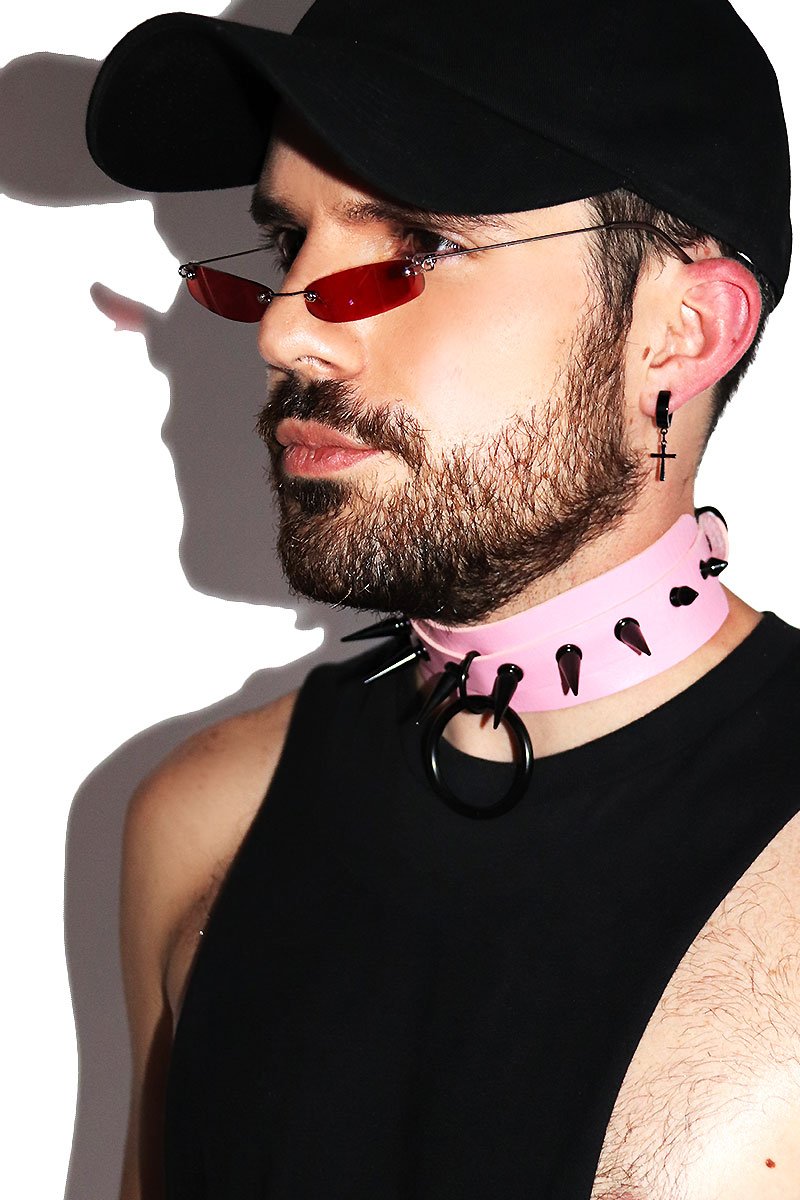 Cyberpunk Dog Collar Choker- Pink