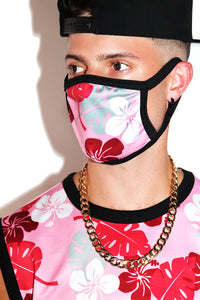 Honolulu Pink Face Mask- Black