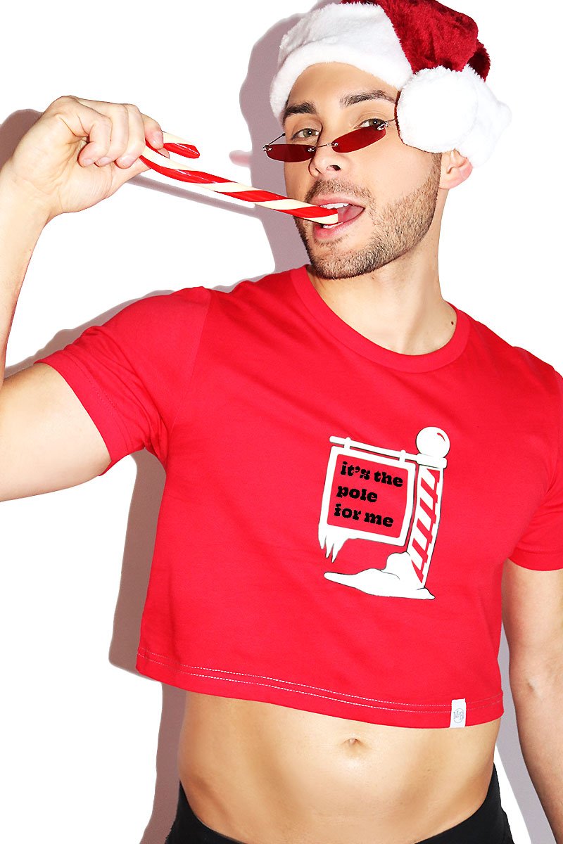 It's The Pole for Me Crop Tee- Red