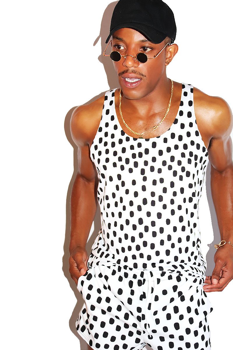 Spotted Racerback Tank- White