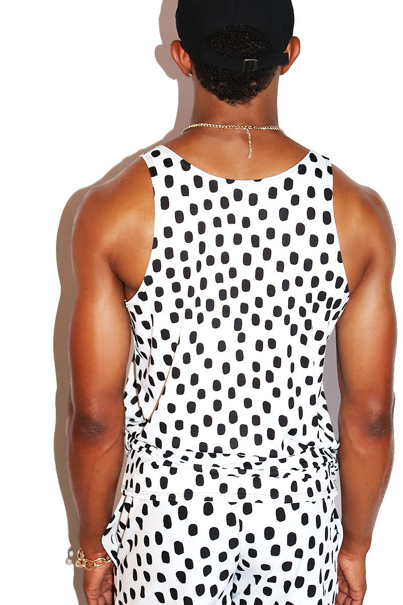 Spotted Racerback Tank- White