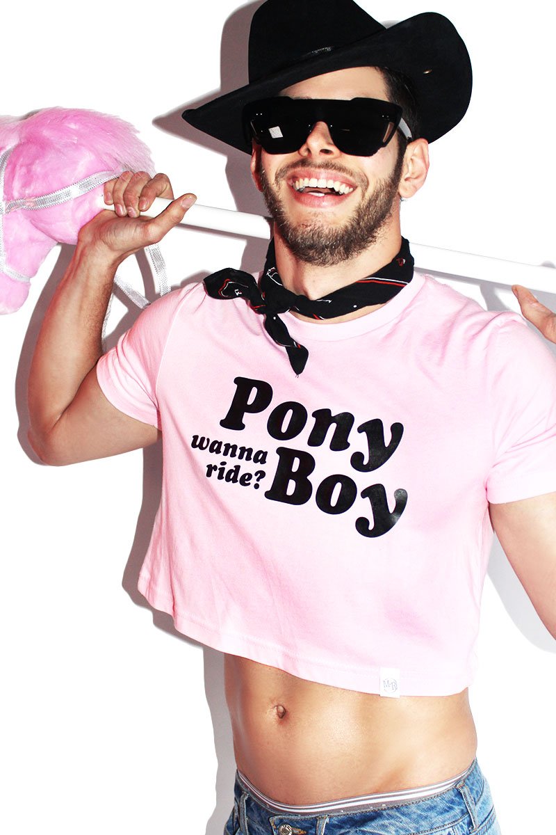 Pony Boy Crop Tee-Pink