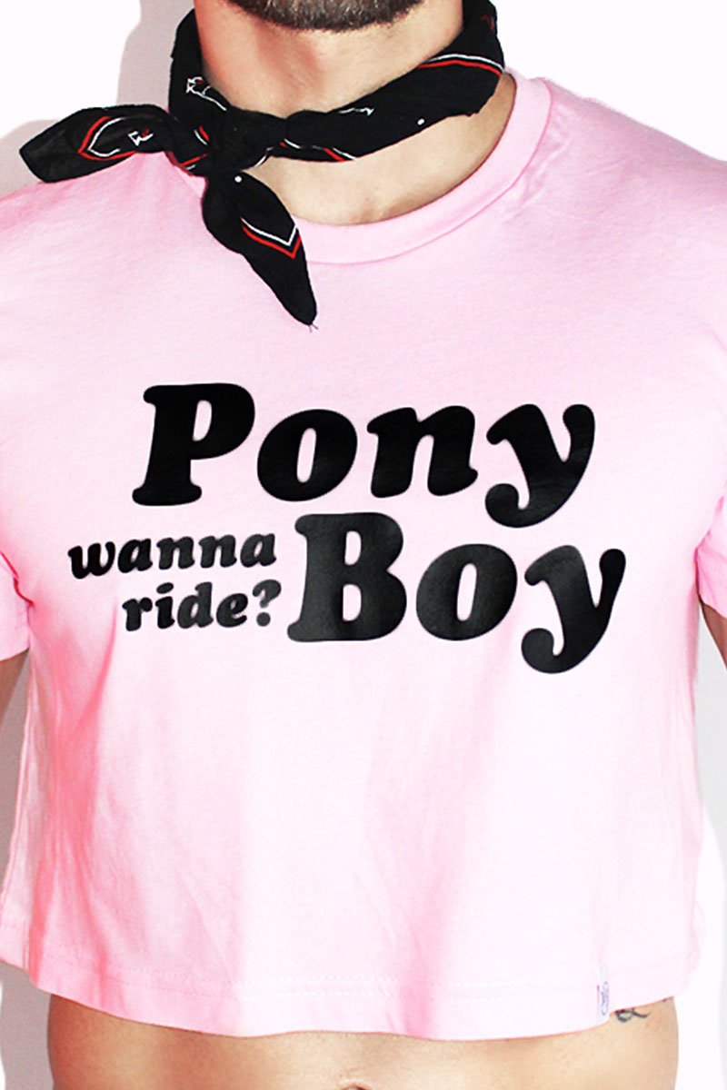 Pony Boy Crop Tee-Pink