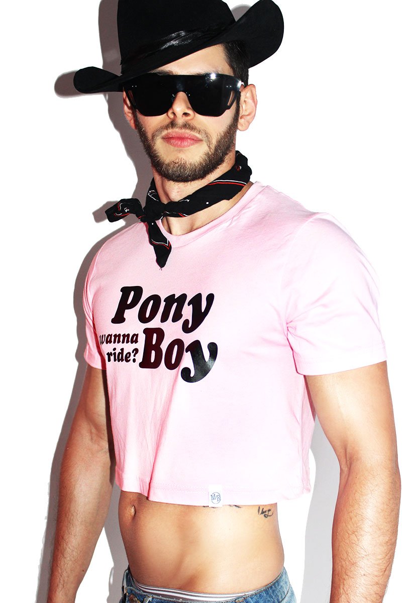 Pony Boy Crop Tee-Pink