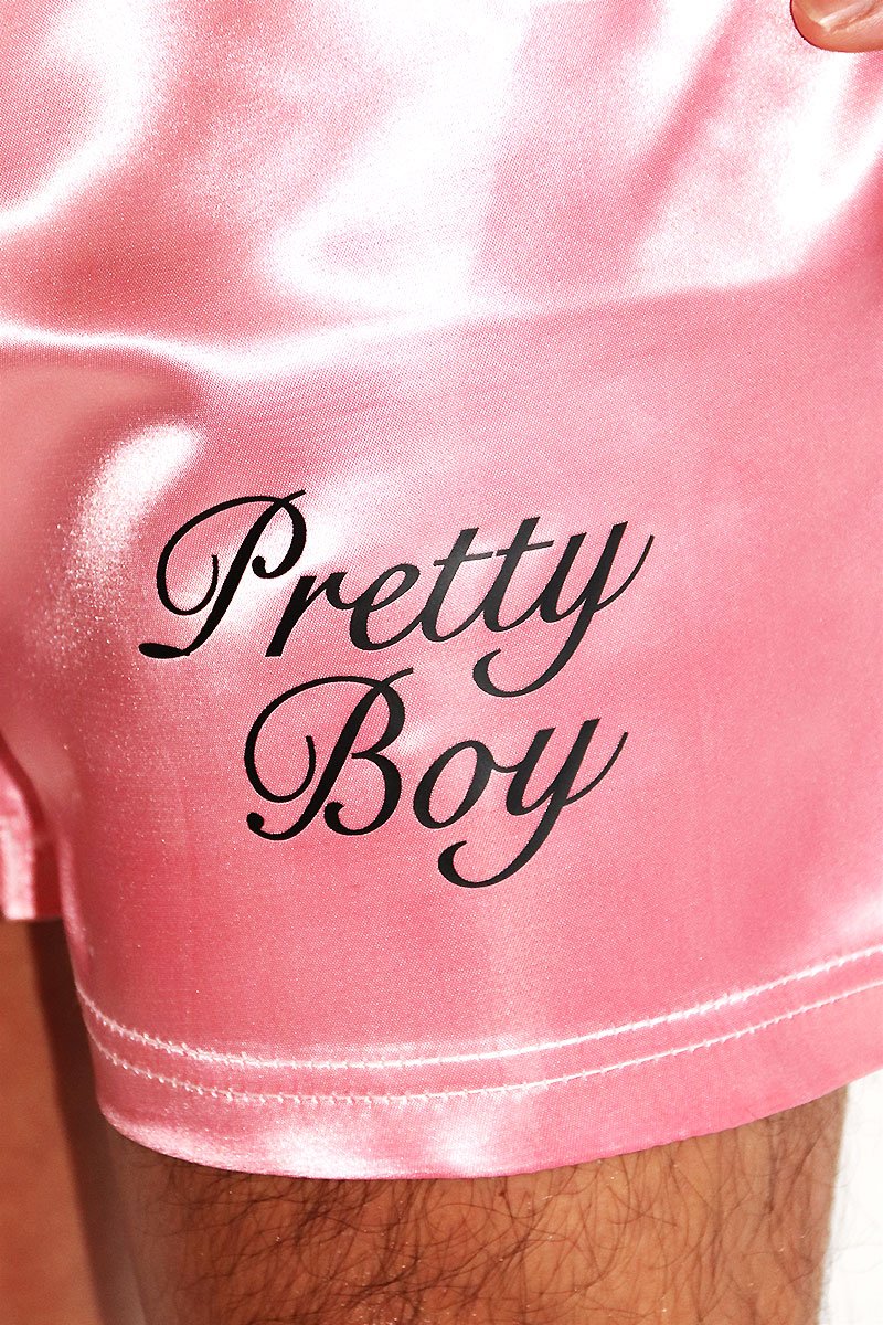 Pretty Boy Satin Athletic Shorts-Pink