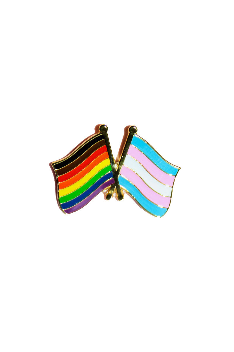 Gay And Trans Flag Enamel Pin-Multi