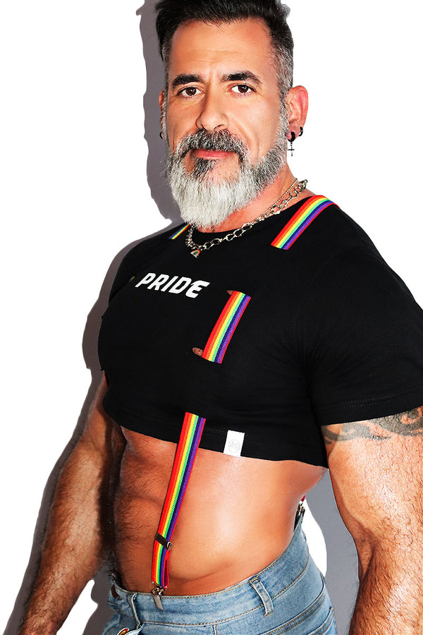 Pride Garter Extreme Crop Tee-Black