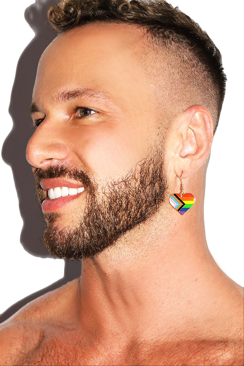 Rainbow Heart Flag Single Earring - Multi