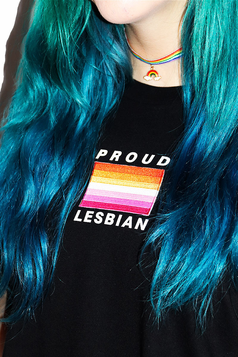 Proud Lesbian Crop Tee- Black