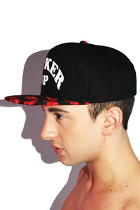 Pucker Up Kiss Snapback Hat- Red