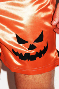 Pumpkin Satin Athletic Shorts-Orange