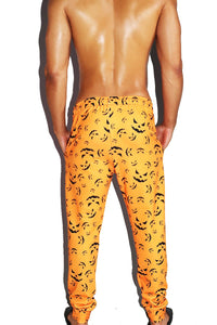 Pumpkin All Over Print Sweatpants- Orange