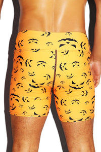 Pumpkin All Over Print Biker Shorts- Orange