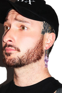 Acrylic Chain Single Earring - Purple