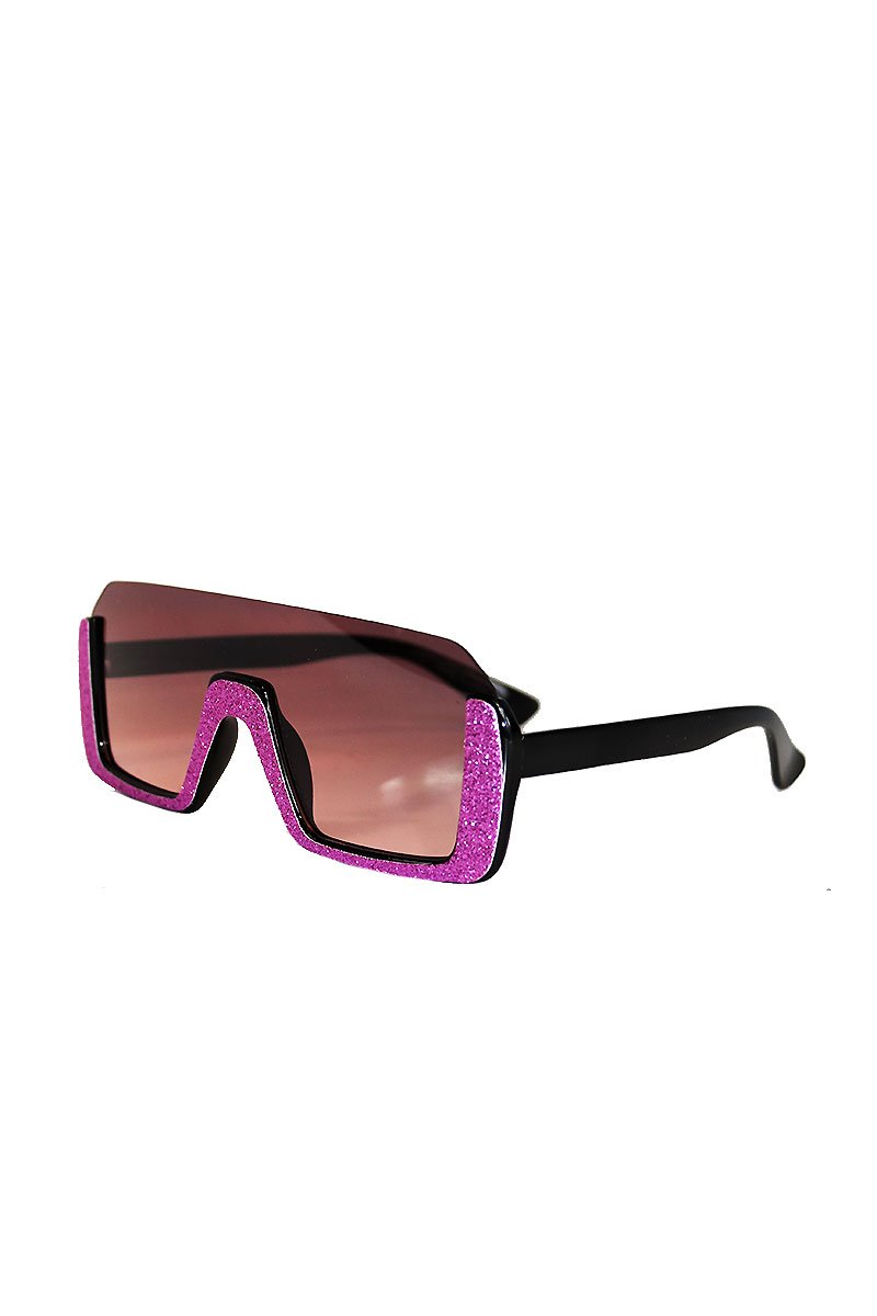 Glitter Rimless Top Sunglasses- Purple