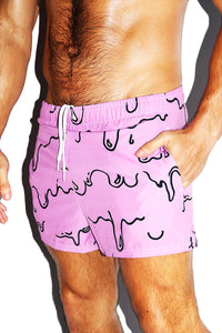Blob Monster All Over Active Shorts- Purple