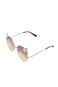 Round Palm Tree Sunglasses-Purple